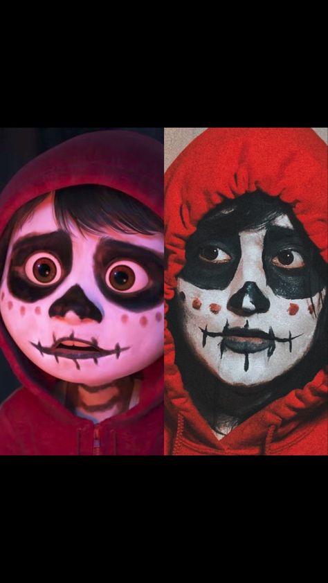 Cosplay of miguel from coco #coco #miguel #cosplay #dayofthedead #fashion #makeup Coco Miguel Makeup, Miguel Coco Makeup, Coco Makeup Halloween, Coco Face Paint, Coco Cosplay, Miguel From Coco, Coco Costume, Halloween Makeup Sugar Skull, Mascaras Halloween