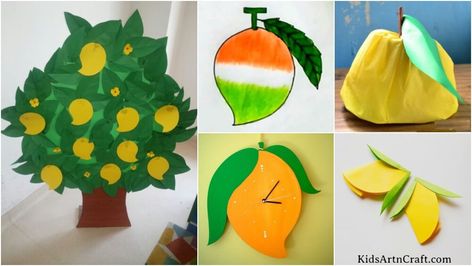 Mango Crafts Mango Day Decoration In School, Mango Day Celebration In School, Mango Craft For Kids, Notepad Crafts, Competitions For Kids, Fruit Crafts, Clock Craft, Craft Images, Mom Diy