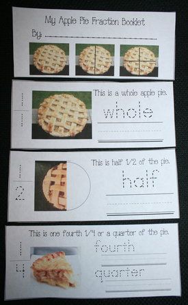 FREE apple pie trace & write booklet to help reinforce fractions. CCSS: 1.G.3 Apple Graph, Fraction Anchor Charts, Siop Strategies, Fraction Booklet, Pie Fractions, Apple Games, Using Apples, Fraction Lessons, Apple Lessons