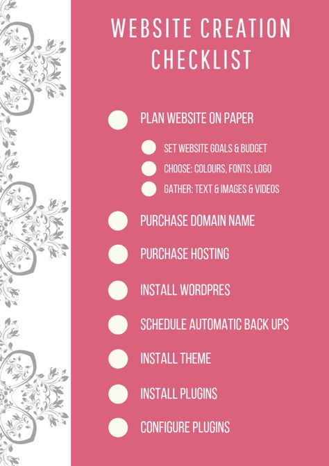 WordPress website creation checklist Website Building Checklist, Website Design Checklist, Educational Design, Workbook Design, Squarespace Design, Website Building, Daily Checklist, Wordpress Ecommerce, Design Building