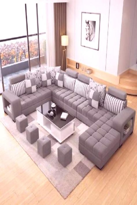 Furniture Sets Design, Living Room Chaise, Modern Fabric Sofa, Ruang Tv, Large Sectional Sofa, Style Salon, Living Room Sofa Set, Modern Sofa Designs, Leather Sectional Sofa