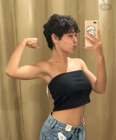 Hot Short Hair Women, Female Buzzcut Aesthetic, Pixie Fashion Outfits, Really Short Hairstyle Women Curly, Latina Pixie Cut, Super Short Wavy Hair, Mexican Short Hair, Short Black Hair Women, Latina With Short Hair