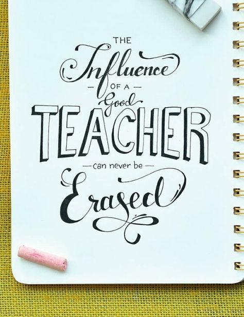 Teacher Calligraphy, Quotes About Teachers, Greeting Cards For Teachers, About Teachers, Pencil Calligraphy, Hand Lettering Quotes, Calligraphy Quotes, Teacher Cards, Drawing Quotes