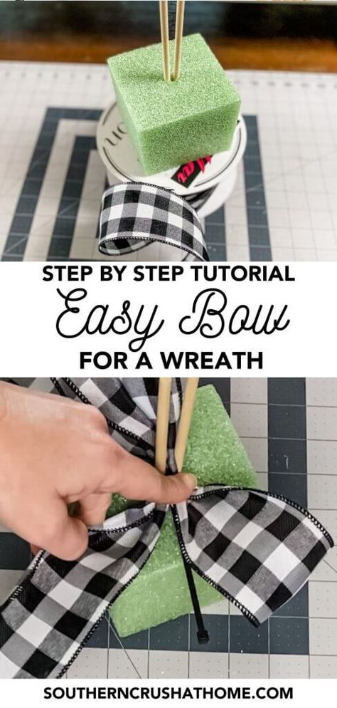 Easy Bows, Burlap Bow Tutorial, Making Bows For Wreaths, Bow Making Tutorials, Diy Wreath Bow, Easy Bow, Christmas Bows Diy, Layered Bow, Make Paper Flowers