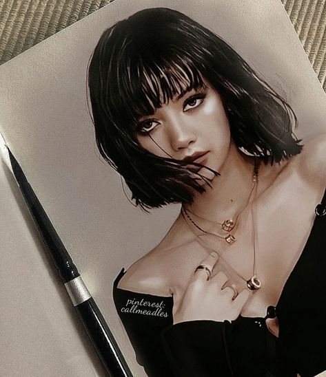 Lisa Painting Blackpink, Lisa Art Drawing, Lalisa Drawing, Lisa Drawing, Blackpink Drawing, Blackpink Art, Human Painting, Pink Drawing, Chibi Girl Drawings