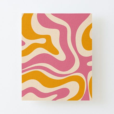 Retro Liquid Swirl, Liquid Swirl, Modern Retro, Pink Orange, Abstract Pattern, Pink And Orange, Swirl, Canvas Prints, Cream