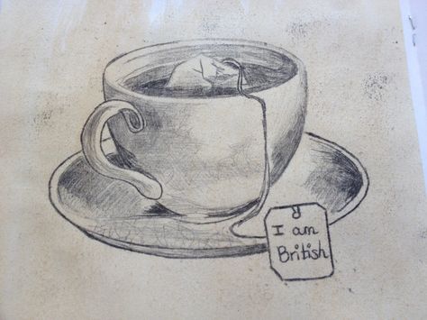 Tea-stained teacup sketch using oil pastel tracing Teacup Sketch, Drawing Cup, Tea Cup Drawing, Beginner Sketches, Observational Drawing, Object Drawing, Easy Drawings Sketches, Book Drawing, Pencil Art Drawings