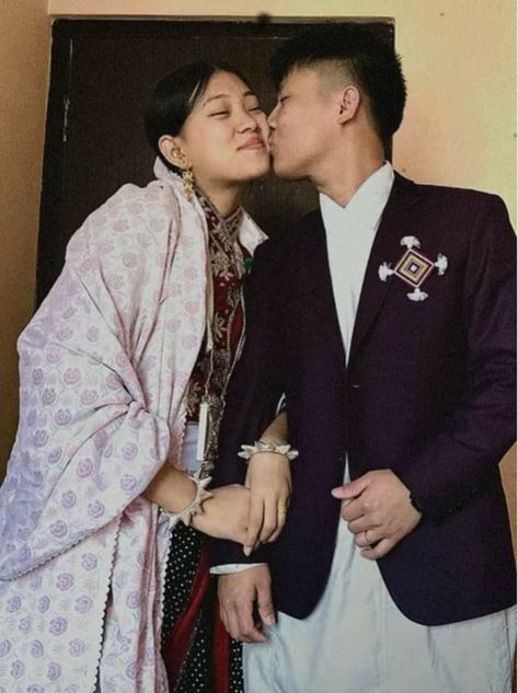 Nepali Cultural Dress Couple, Nepali Couple Aesthetic, Limbu Dress, Nepali Couple, Limbu Culture, Nature Edit, 2025 Wishlist, Gurung Dress, Boy Snaps Pic