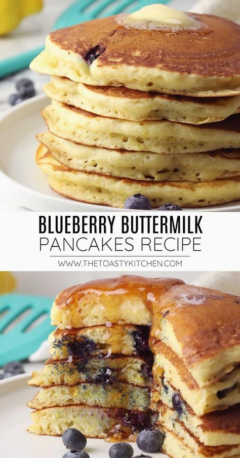 Homemade Buttermilk Pancakes, Fluffy Blueberry Pancakes, Lemon Blueberry Pancakes, Blueberry Buttermilk Pancakes, Lemon Pancakes, Dairy Free Pancakes, Pancake Recipe Buttermilk, Amazing Breakfast, Homemade Buttermilk