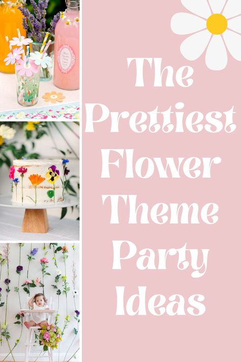 Floral Theme First Birthday Party, Flower Party 1st Birthday, 1st Birthday Party Flower Theme, Flower Power Birthday Theme, Flower Birthday Party Crafts, 1st Birthday Party Ideas Spring, Spring Floral Theme Party, Flower Theme Bday Party, Flower Games Party