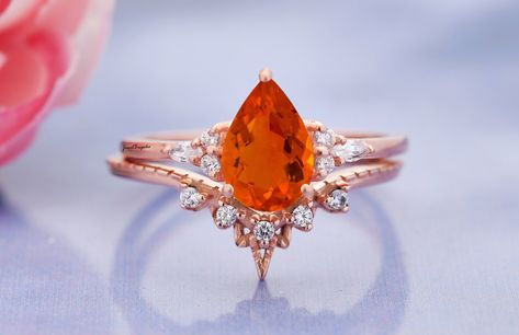 Wedding Ring Opal, Fire Opal Engagement Ring, Opal Engagement Ring Set, Opal Engagement Ring, Ring Gifts, Ring Opal, Ring Birthstone, Opal Engagement, Wedding Anniversary Rings