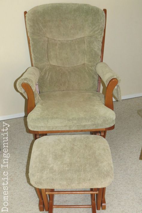 DIY Glider Chair Cover Diy Glider Chair, Recover Glider Rocker, Glider Slipcover, Glider Replacement Cushions, Upholstery Painting, Rocking Chair Covers, Glider Rocker Cushions, Diy Chair Cushions, Rocking Chair Makeover