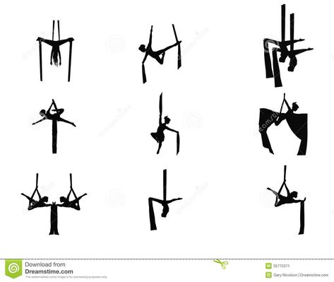 Female Acrobat, Aerial Silk, Dancer Silhouette, Aerial Dance, Silhouette Illustration, Aerial Silks, Aerial Yoga, Vector Clipart, Silk Ties