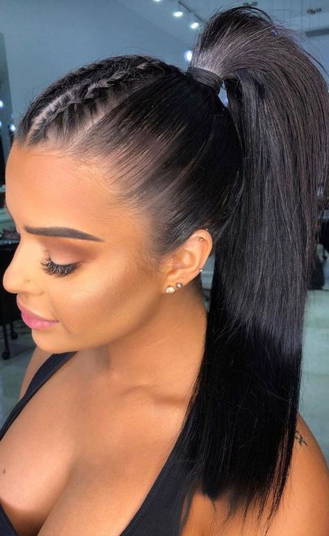 braided ponytail, ponytail, braid hairstyle, summer hairstyle Cute Ponytail Styles, High Ponytail Braid, Ponytail Braided, Wedding Ponytail Hairstyles, Braided Ponytails, Hairstyle Ponytail, Tan Skin Blonde Hair, App Filter, Competition Hair