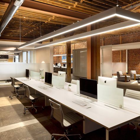 Architecture Office Interior, Office Modern Design, Architecture Office Design, Modern Office Space Design, Feldman Architecture, Led Office Lighting, Cool Office Space, Office Architecture, Retail Lighting