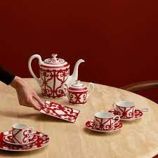 Hermes Balcon Du Guadalquivir Tea Cup and Saucer Set - BrandConscious Authentics Hermes Plates, Red Dinnerware, Fish Platter, Luxury Dinnerware, Coffee Cups And Saucers, Appetizer Plates, Square Plates, Cups And Saucers, Dream Houses