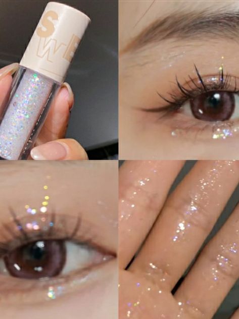 Glitter Undereye Makeup, Glitter Under Eyes, Under Eye Glitter, Undereye Glitter, 21th Birthday, Glittery Eye Makeup, Under Eye Makeup, Chinese Makeup, Glitter Liquid