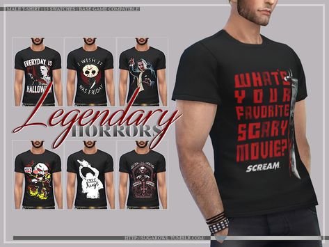 Michael Myers Jason Voorhees, Scary And Funny, Male Teen, Sims 4 Male Clothes, Horror Movie T Shirts, Vampire Zombie, Witch Vampire, Clothing Male, Sims 4 Mm Cc