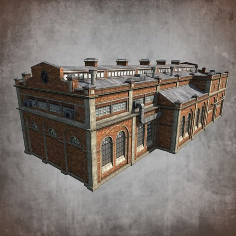 Old Factory Architecture, Minecraft Factory, Minecraft Roof, Décor Steampunk, Brick Factory, Steampunk City, San Myshuno, Planet Coaster, Architecture Classic