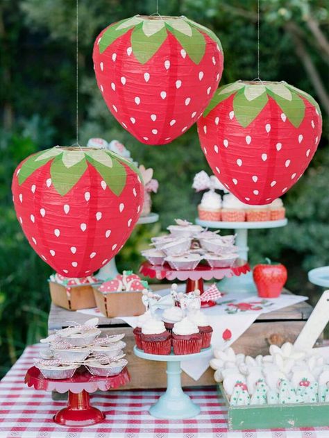 Red  Collar  Paper   Embellished   Event & Party Supplies Strawberry Shortcake 2nd Birthday Party, Berry Sweet Baby Shower Theme Decor, Strawberry Shortcake Decor, Strawberry Shortcake Party Decorations, Strawberry Shortcake Birthday Theme, Strawberry Shortcake Baby Shower Theme, Lanterns Sky, Strawberry Party Decorations, Strawberry Shortcake Birthday Party