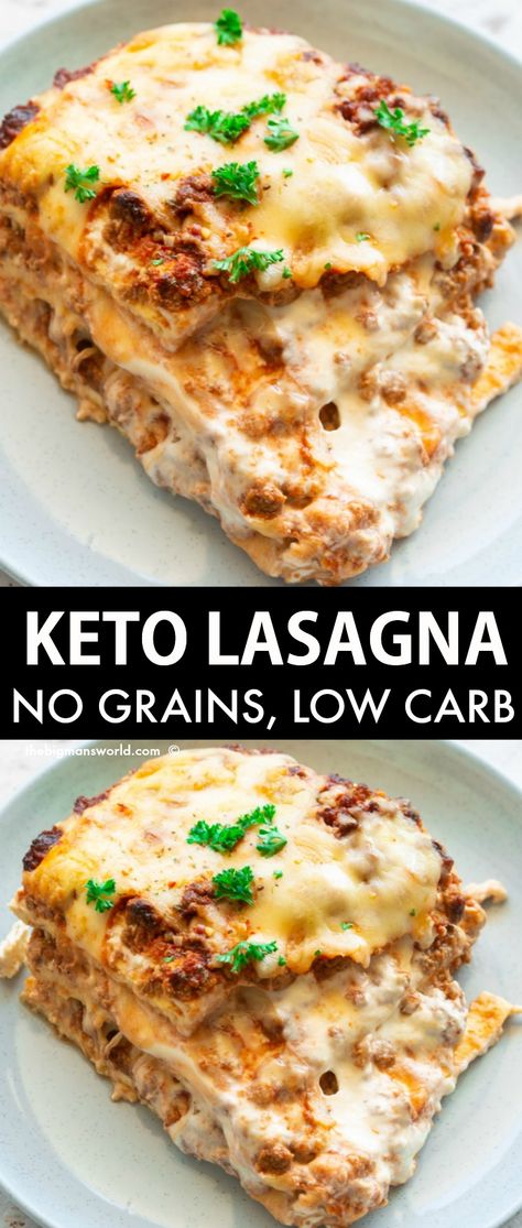 Keto Lasagna made with homemade low carb lasagna noodles and baked to perfection- Creamy, cheesy and comforting, it's a delicious vegetarian keto comfort food! Keto Comfort Food, Keto Quiche, Desayuno Keto, Low Carb Lasagna, Keto Lasagna, Lasagna Noodles, Low Carb Low Fat Recipes, Desserts Keto, Breakfast Low Carb