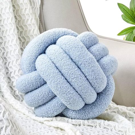 Amazon.com: Uvvyui Knot Pillow Ball, Soft Home Decorative Round Throw Pillow, Handmade Knotted Plush Pillow, Round Boucle Pillow Cushion (8.6 Inches Ivory) : Home & Kitchen Cute Blue Pillows, Knot Ball Pillow, Knotted Pillow, Knot Ball, Boucle Pillow, Round Throw Pillow, Pillow Ball, Ball Pillow, Blue Decorations