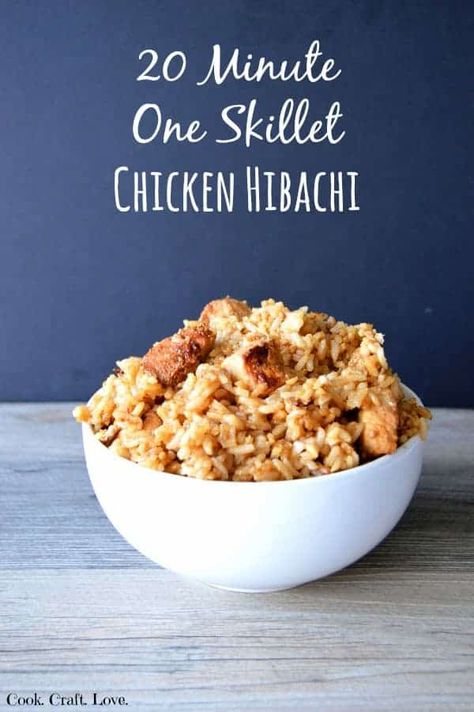 20 Minute One Skillet Chicken Hibachi - Cook. Craft. Love. Hibachi Homemade, Chicken Hibachi Recipe, Chicken Hibachi, Hibachi Recipe, One Skillet Chicken, Yummy Nummies, Hibachi Recipes, Hibachi Chicken, Griddle Recipes