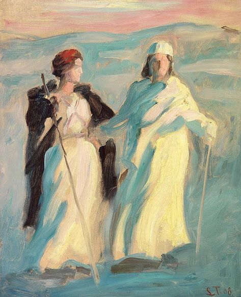 Laurits Tuxen - Ruth og Naomi. Studie - 1908 Ruth And Naomi Art, Laurits Tuxen, The Story Of Ruth, Ruth And Naomi, Nasa Poster, Postcard Art, Engraving Art, Historical Images, Public Domain Images