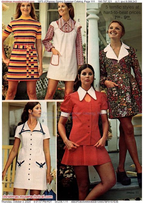 1973 JCPenney Spring Summer Catalog, Page 111 - Catalogs & Wishbooks Early 70s Fashion, 1974 Fashion, Vintage Fashion 1970, 1977 Fashion, Fashion In The 70s, Mermaid Oc, Seventeen Magazine Fashion, Colleen Corby, Betty Dress