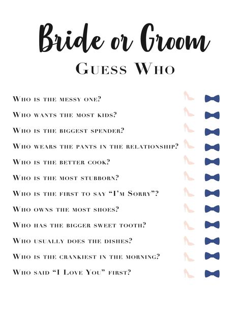 Bride and Groom Guess Who game - Bridal Shower games or Bachelorette Party games Guess The Bride, Bride And Groom Wedding Games, Wedding Party Games, Engagement Party Games, Bridal Party Games, Hen Party Games, Wedding Shower Games, Bachelorette Games, Bachelorette Party Games