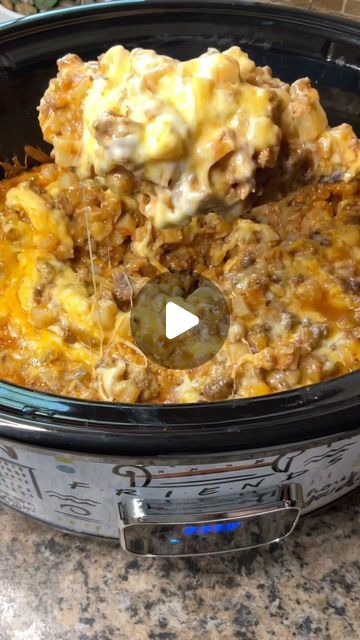 Carman Wilken | This Taco Casserole in the Crockpot is perfect for those nights when you have the kids’ ballgames or just when you need an easy and... | Instagram Crockpot Suppers Easy, Beef And Potato Casserole Crock Pot, Crockpot Meals Potatoes, Taco Bake Crockpot, Taco Casserole In Crockpot, Cheap Easy Dinners For Family Crockpot, Easy Special Dinner Ideas, Crockpot Taco Bowl, Hamburger Meat Dinner Recipes