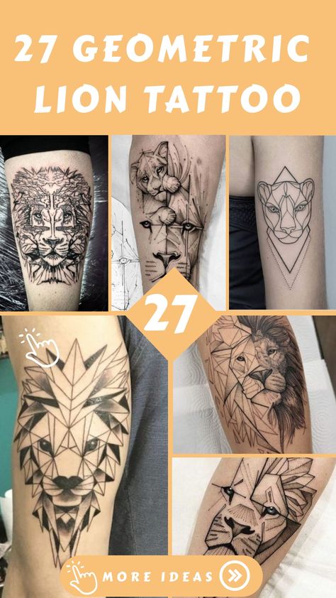 27 Geometric Lion Tattoo Abstract Animal Tattoo, Lion Abstract Tattoo, Geometric Lioness Tattoo, Geometric Tattoo Animal, Geometric Tiger Tattoo, Simple Lion Tattoo, Tiger Tattoo Meaning, Cat Portrait Tattoos, Lion Forearm Tattoos