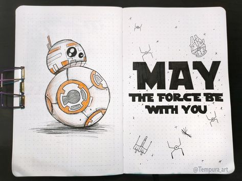 MAY the force be with you! #starwars #bujo #bulletjournal #journal #journaling #weeklyspreads #starwarsbujo #bujoinspirations #maytheforcebewithyou #dottedjournal Bujo Star Wars Theme, Star Wars Bujo, Planning 2024, Bujo Aesthetic, Journal 2025, Note Ideas, Bujo Ideas, Journal Spreads, Movie Themes