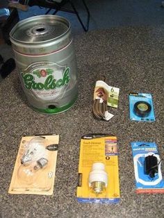 Picture of Parts Beer Can Ideas, Beer Keg Ideas, Recycled Lamp, Man Cave Furniture, Recycling Crafts, Beer Keg, Craft Diy Ideas, Electrical Tape, Touch Lamp