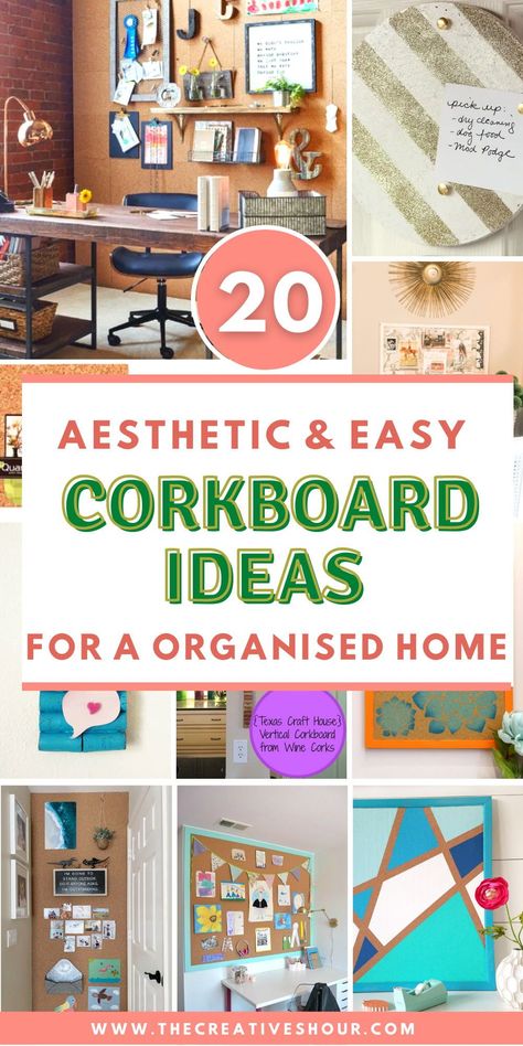 However, corkboard ideas have gained popularity as aesthetic decor items in recent times. They can be simply framed for a natural rustic look or go through some significant makeovers to create a different appeal. So here are some fantastic corkboard ideas for bedroom, office, entryway, & decor. Click here for more unique cork board ideas for decor, cork board ideas for office, cork board ideas for pictures, cork board ideas for bedroom, aesthetic cork board ideas, entryway cork board ideas. Cork Board Squares Ideas, Family Cork Board Ideas, Crafts With Cork Board, Corkboard Organization Ideas, Office Corkboard Ideas, Office Pin Board Ideas, Creative Cork Board Ideas, Cool Cork Board Ideas, Decorate Cork Board Ideas