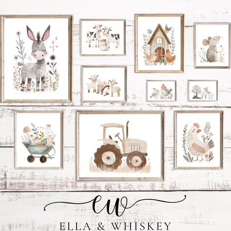 Barnyard & Farmhouse Instant Download Prints - Rustic Wall Decor, Vintage Style Nursery Art for New Parents Farm Nursery, Classic Tractor, Wall Decor Vintage, Rustic Wall, Personalized Wall, Rustic Wall Decor, Rustic Walls, Nursery Themes, Paper And Ink