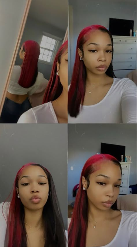 Hair Stripes, Skunk Stripe, Pink Hair Dye, Girl Hair Colors, Peekaboo Hair, Tiktok Aesthetic, Dyed Hair Inspiration, Cute Box Braids Hairstyles, Dyed Natural Hair