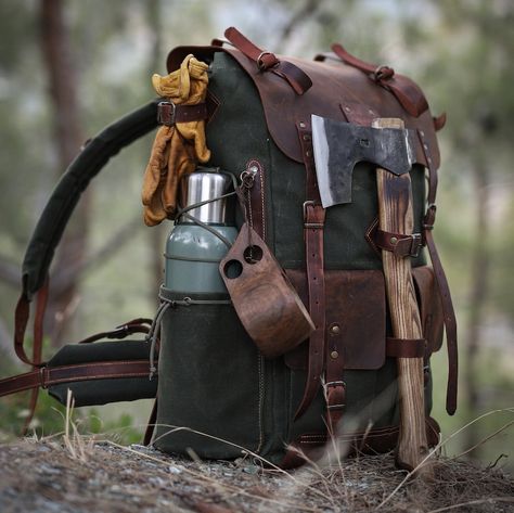 Black-Brown-Green Bushcraft Handmade Waxed Canvas Backpack 50 L Daily Use Bushcraft, Travel, Camping, Hunting, Fishing, Sports bag - Etsy Nederland