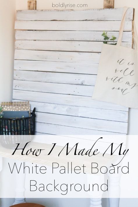 How I Made My White Pallet Board Background Wood Pallet Party Decorations, Pallet Photo Backdrop Diy, Diy Shiplap Backdrop, Pallet Background Backdrops, How To Make A Pallet Backdrop, White Pallet Backdrop, Pallet Board Backdrop, Pallet Picture Backdrop, Pallet Backdrop Diy