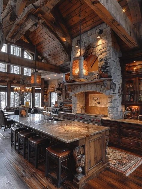 Log Cabin Kitchen Ideas, Log Cabin Kitchen, Design Tricks, Bright Kitchen, Modern Rustic Homes, Dream Life House, Regal Design, Rustic Kitchen Design, Cabin Kitchens