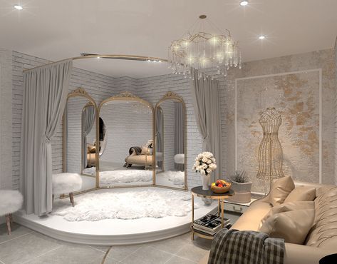 Luxury Boutique Interior, Bridal Shop Interior, Bridal Shop Decor, Bridal Shop Ideas, Vip Section, Bridal Boutique Interior, Fashion Store Design, Fashion Interior Design, Fashion Showroom