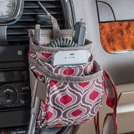 Add storage space for cell phones, masks, sanitizer and cords within easy reach. 3-pocket air vent phone holder hooks around vertical or horizontal vents, and features soft-lined pockets for protected storage. Elastic hanging loops on 2 sides hold sunglasses, pens and tire gauges. But we didn't stop there - a rubber cord port on back let's you plug in for car charging while keeping the phone in soft storage. Fits small and large smartphones up to 3" wide and 6" high. Color: Multicolor. Iphone Car Holder, Iphone Car Mount, Cell Phone Car Mount, Car Cell Phone Holder, Magnetic Car Holder, Cell Phone Service, Car Organization, Magnetic Phone Holder, Cell Phone Repair