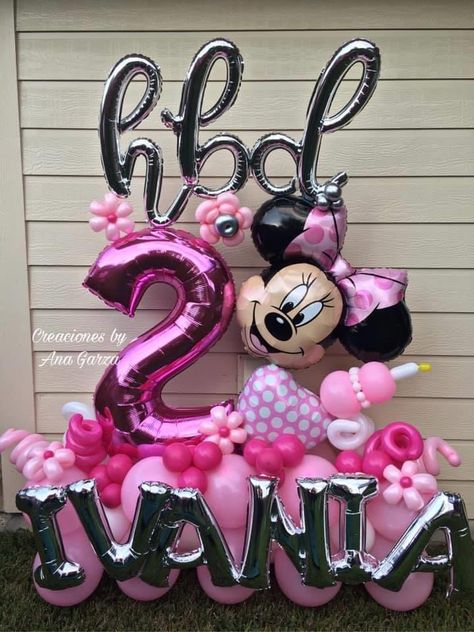 Minnie Mouse Balloon Bouquet, Minnie Mouse 2nd Birthday, Minnie Mouse Decorations, Minnie Mouse Party Decorations, Minnie Mouse Balloons, Minnie Mouse Birthday Party Decorations, Mickey Mouse Themed Birthday Party, Mickey Mouse Balloons, Balloons Bouquet