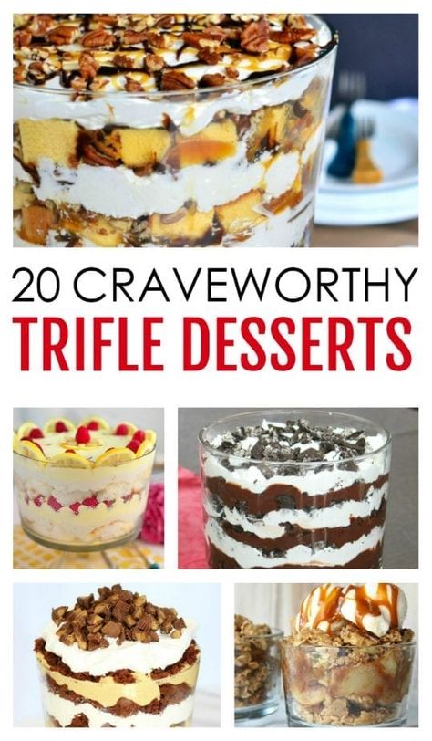 20 Craveworthy Trifle Desserts Trifle Bowl Recipes, Trifle Dessert Recipes, Trifle Dish, Trifle Pudding, Impressive Desserts, Trifle Desserts, Dessert Aux Fruits, Layered Desserts, Trifle Recipe