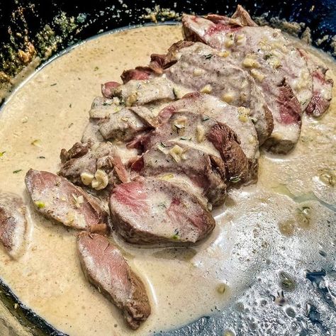 Deer Heart Recipe, Deer Steak Recipes, Venison Backstrap Recipes, Smoked Venison, Deer Steak, Venison Backstrap, Elk Recipes, Deer Recipes, Bourbon Sauce