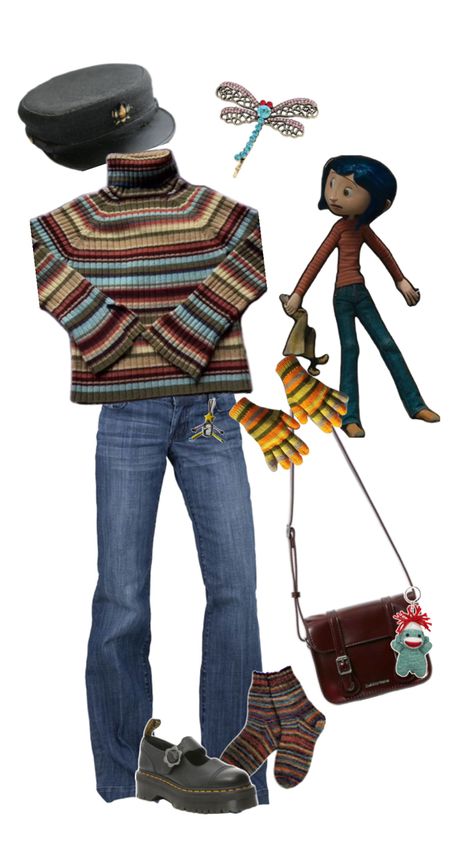 coraline inspired outfit Coraline Inspired Outfit, Coraline Outfit, Coraline Characters, Green Academia, Vibes Outfit, Funky Outfits, Cool Fits, Really Cute Outfits, Coraline