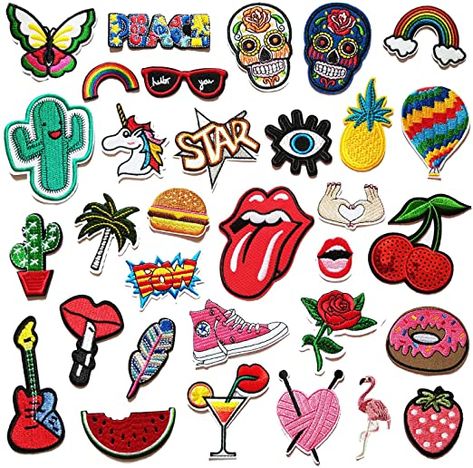 Cool Iron On Patches, Applique Clothes, Clothes Stickers, Badges Diy, Funny Patches, Rainbow Fruit, Diy Accessory, Cute Diy, Diy Patches