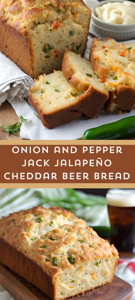 🧀🍞 Spice up your baking with this Onion and Pepper Jack Jalapeño Cheddar Beer Bread! Sweet onions, spicy jalapeños, and creamy Pepper Jack cheese come together in this easy, flavorful bread. Perfect for serving with soups, stews, or as a savory snack. Bake a loaf today and enjoy every delicious bite! #BeerBread #SavoryBread #HomemadeDelights #myskinnyrecipes 🍺👩‍🍳 Cheddar Beer Bread, Blueberry Oatmeal Cookies, Bread Sweet, Dutch Oven Bread, Sweet Onions, Jalapeno Cheddar, Blueberry Oatmeal, Savory Bread, Beer Bread