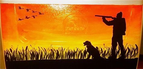 Duck Hunting Painting Easy, Easy Hunting Paintings, Hunting Painting Easy Canvas, Duck Hunting Painting, Hunting Painting Easy, Hunting Crafts, Hunting Painting, Hunting Art, Cooler Painting