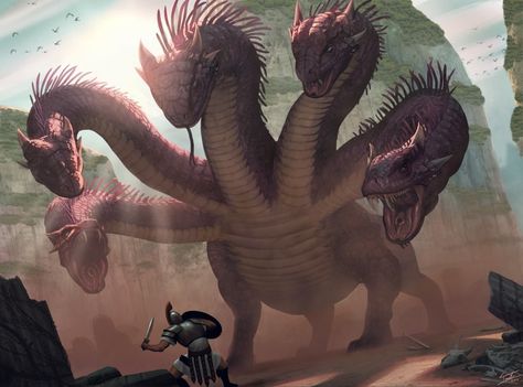 Learn how to terrorize your party in D&D 5e with the multi-headed monstrosity, the hydra. Hydra Monster, Greek Monsters, Dark Creatures, D D Monsters, Fantasy Beasts, Giant Monsters, Fantasy Monster, Mythological Creatures, Fantasy Dragon